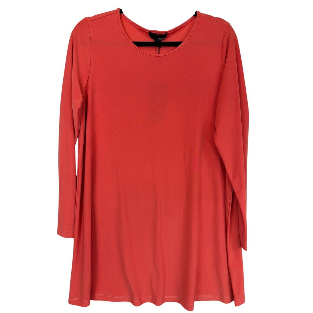 NWT Sun Kim Comfy USA Coral  Orange Scoop-Neck Top Size LARGE